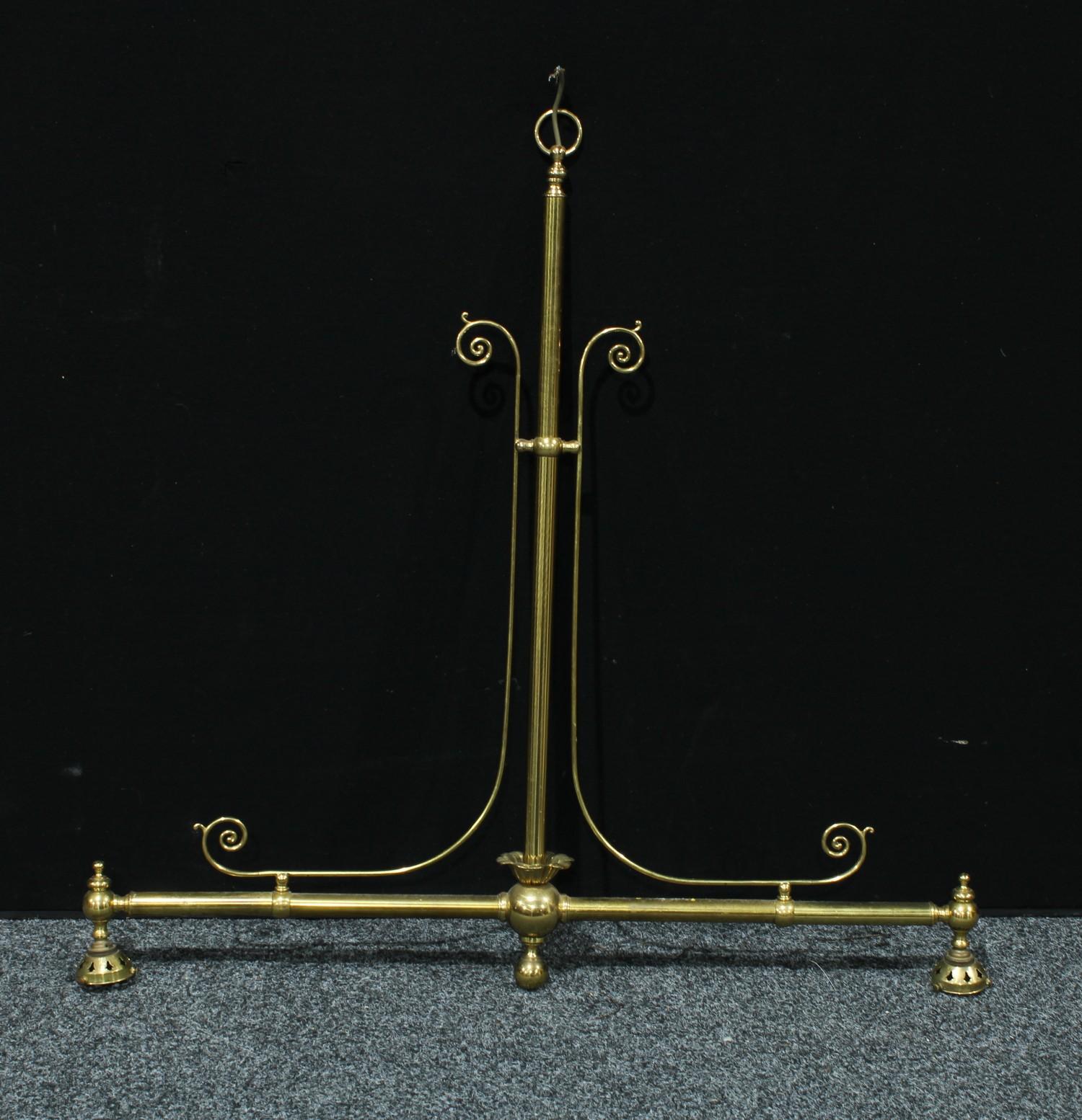 A 19th century style lacquered brass two branch electrolier, 95cm high