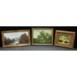 Pictures and Prints - * W Reeves, 20th century, Misty River Valley, oil on canvas, signed 50cm x