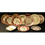 English Porcelain - five Alcock botanical dessert plates; a Copeland and Garette plate, 5620; a