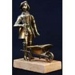 A French polished bronze novelty combination letter rack and pin tray, as a gentleman with a