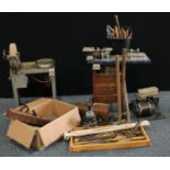 Tools - a quantity of hand tools including chisels, hammers, etc; a scratch built combination lathe,