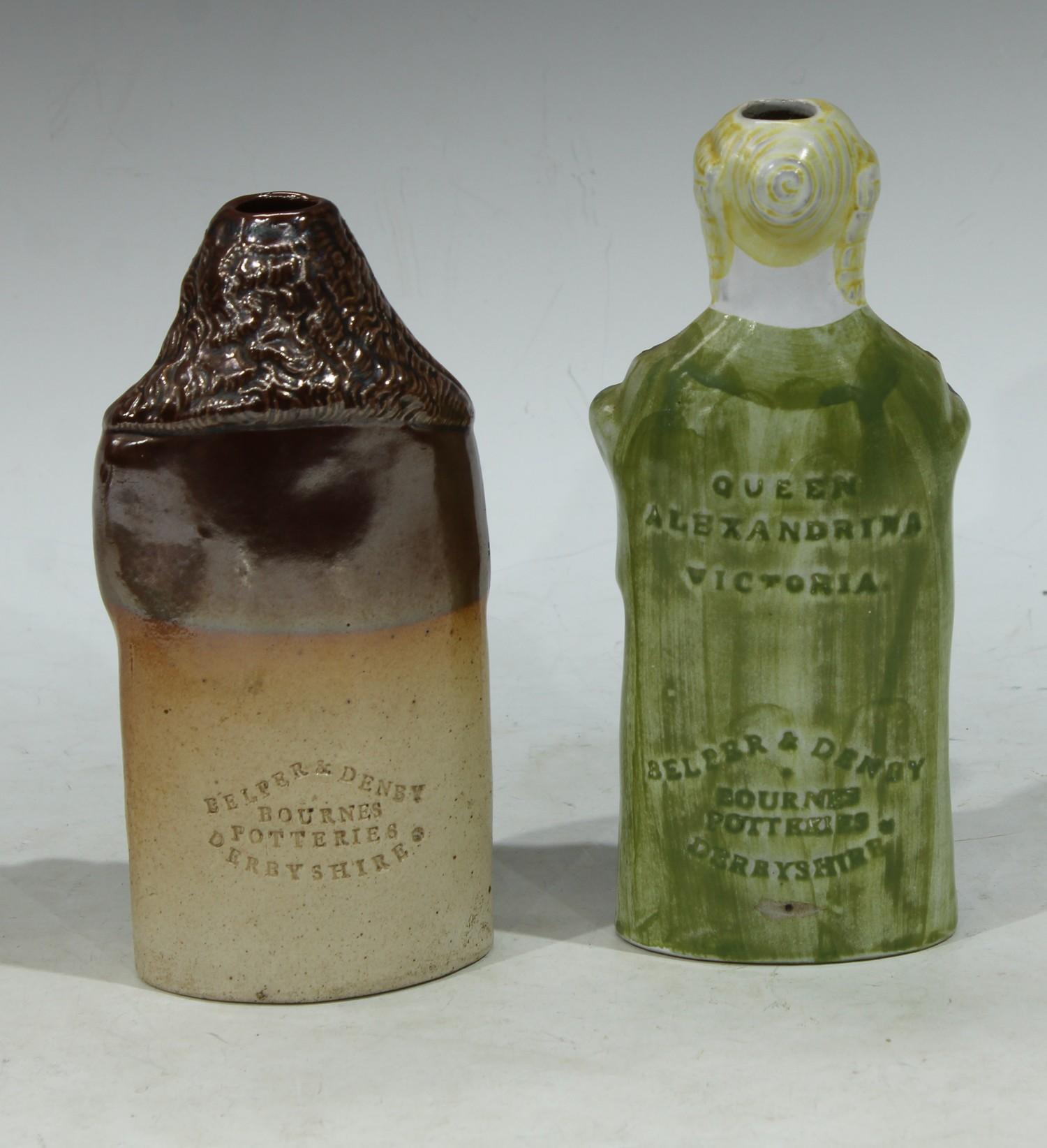 A Denby salt glazed stoneware reform flask, Brougham's Reform Cordial, Henry Brougham stands, - Image 2 of 2