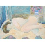 Sheila Oliner (contemporary) Nude label to verso, oil on canvas, 101cm x 78cm