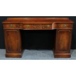 A George III style mahogany pedestal sideboard, in the Adam Revival taste,168cm wide, 93cm high.