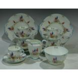 Ceramics - a Royal Doulton June pattern part tea set, printed and painted with summer flowers,