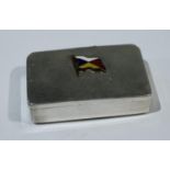 Shipping Interest - a silver rectangular vesta case, applied with the flag of P&O Line, 25.5cm wide