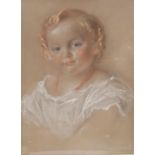 English School (19th century) Portrait of a Young Girl with a Coral Necklace indistinctly signed and