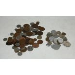 Coins - a collection of circulated mixed UK and foreign coins, mainly base metal to include five