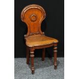 A William IV oak hall chair