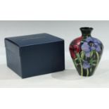 A contemporary Moorcroft inverted baluster shoulder vase, applied with anemones, 19cm, boxed