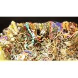 Costume Jewellery - a large quantity of vintage and retro beads, bracelets, bangles, necklaces,