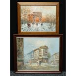 Continental School (20th century) A Busy Street Scene oil on canvas; another, similar (2)