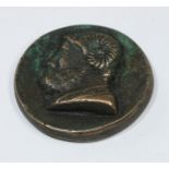 Jewish Interest - a bronze medallion, high relief bearded bust, horns of Ammon,