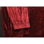 Textiles - a large pair of claret cotton velvet curtains