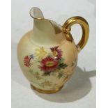 A Royal Worcester blush ivory jug, hand painted with flowers, dated 1899, 12.5cm high