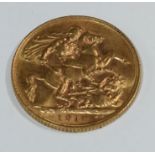 An Edward VII gold full sovereign, 1910