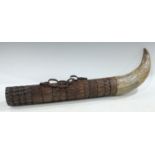 An unusual horn and carved hardwood curiosity