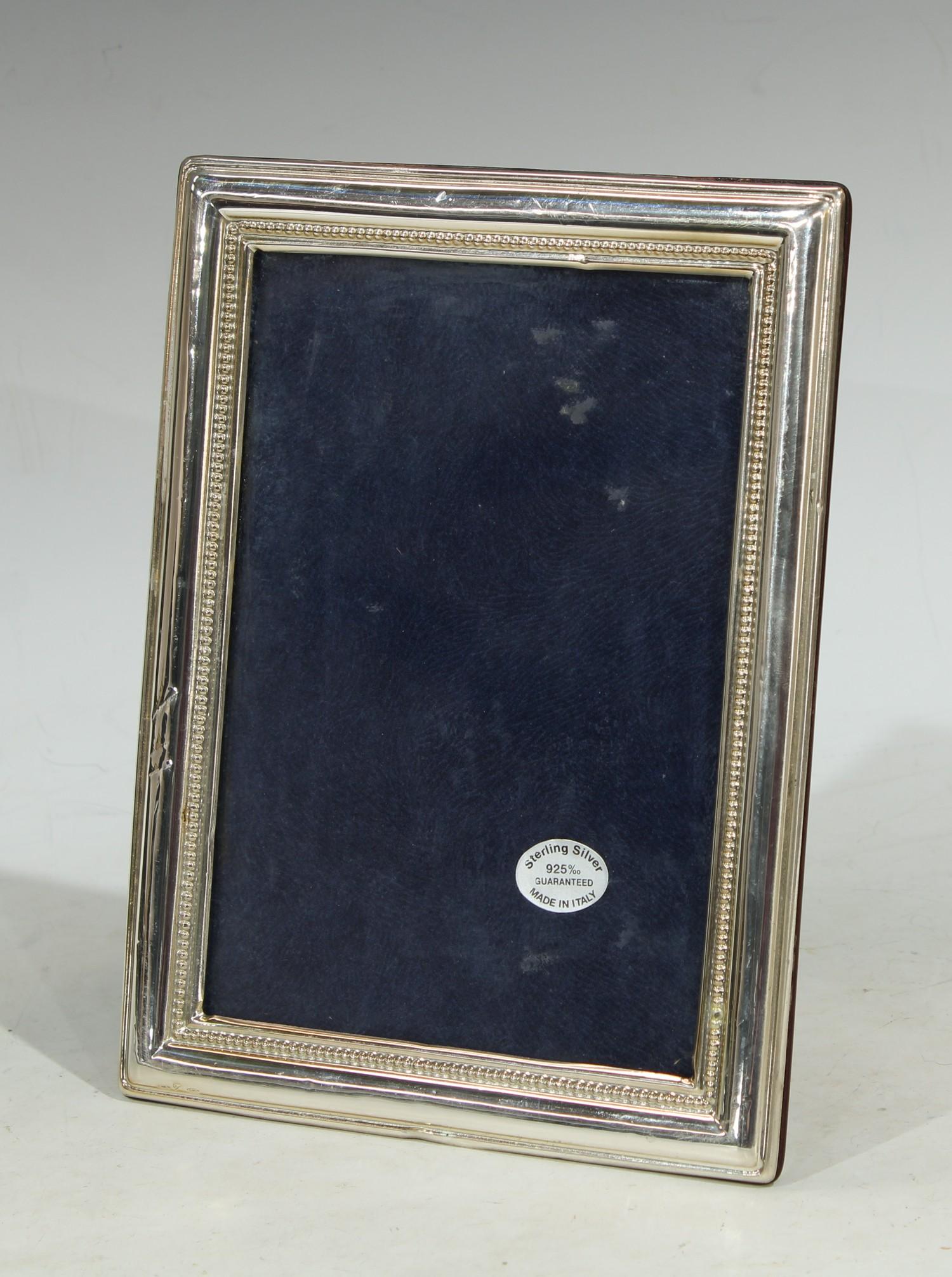 An Italian silver rectangular easel photograph frame, 21.5cm high