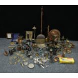 Metalware - a pair of Johnnie Walker copper advertising trays; brass tea caddy, horse brasses,