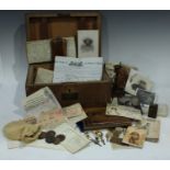 Royal Marines Interest ? a wooden rectangular travelling campaign box with brass plaque inscribed