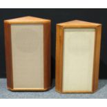 A pair of vintage Tannoy floor standing corner speakers, one with labels and impressed mark 1473