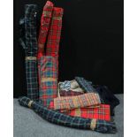 Textiles - Scottish fabric, kilt tartan rolls & folded sections, assorted tartans, others Tweed,
