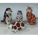 Royal Crown Derby kitten paperweight, silver stopper (second quality), unboxed; Royal Crown Derby