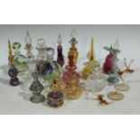 Venetian and Scottish scent bottles and stoppers, various colours, picked out in gilt (18); etc