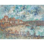 Yram Allets (Cornish Artist 1898 - 2009) Harbour Scene oil on board, 40cm x 49cm