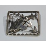 Arno Malinowsky for Georg Jensen - a Danish sterling silver brooch two leaping dolphins, design