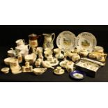 Isle of Man, Manx Interest - crested ware miniatures including a Shelley China novelty cat, 'Me