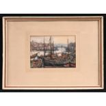 Albert Jackson (late 19th watercolur) Moored Sailing Boats signed, watercolour, 11.5cm x 16.5cm