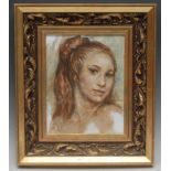 **O' Brian Portrait of an Irish Girl signed, titled to verso, oil on board, 27cm x 20cm