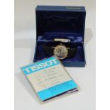 A gentleman's Tissot watch, Seamaster Seven, champagne dial, baton indicators, date aperture,