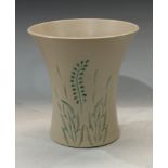 A Lovatts vase, incised decoration in green on a white ground, printed mark, 24cm high