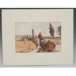Frank Forty (Irish Artist, 1902 - 1996) The Ferry signed, oil on paper, 16cm x 23.5cm