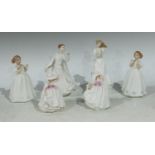 Royal Doulton Miniature Ladies - Buttercup, HN3908 (2), Catherine, HN3044 (2), Wisdom, HN4083 and