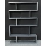 A contemporary open bookcase, 180cm high, 120cm wide