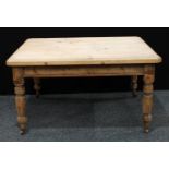 A Victorian pine farmhouse kitchen table, c.1880, 136cm long