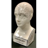 Phrenology by L. N. Fowler - a reproduction ceramic Phrenology head, black lettered sectional