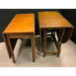 An early 19th century mahogany drop leaf table, 90cm wide; another, 20th century (2)