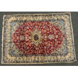 A fine Persian hand-made part silk Nain rug 170cm x 121cm