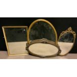 Mirrors - a gilt rectangular mirror, 60cm x 36cm; a gilt oval mirror, 80cm x 54cm; others (4)