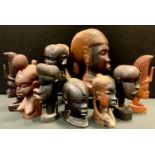 Tribal Art - African hardwood busts, various