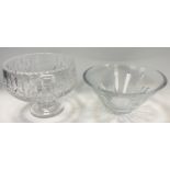 Stuart Crystal - a large pedestal fruit bowl 21.5cm high x 26cm diameter; another of tapering