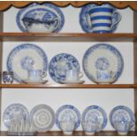 Blue and White - a Copeland Spode stand, printed with landscape, 17.5cm diam, impressed mark; a part