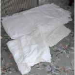 Textiles - a double bed throw, in white; others; etc