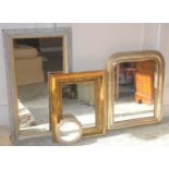 A contemporary silvered rectangular mirror, 80cm x 45cm