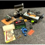 Tools - Minicraft Hobby Tools, pillar drill, table circular saw, transformer, corner drill, hand