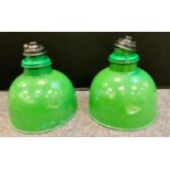 Architectural salvage - a pair of industrial Revo cast iron and enameled ceiling lights, 46cm